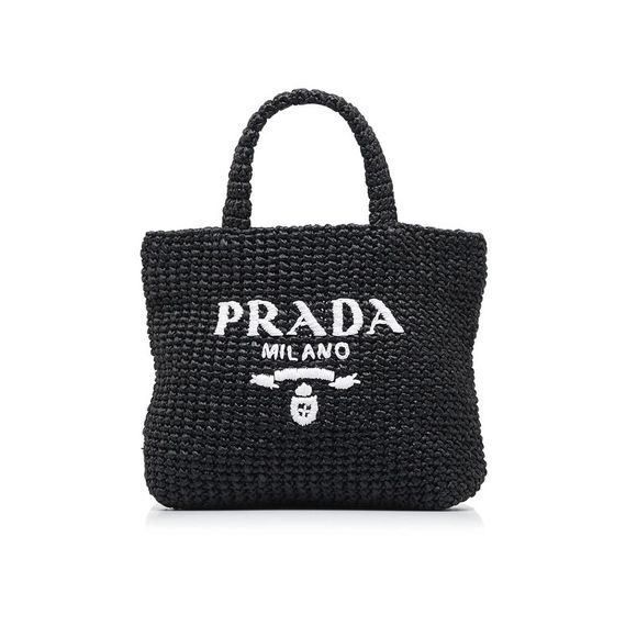 Prada Handbags - Prada Raffia Logo Handbag